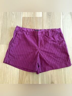 Banana Republic Eyelet Shorts Purple Magenta Cotton Chino Size 4